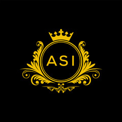 Initial ASI Letter Linked Logo for business and company identity. Modern ASI Letter Logo Vector Template with modern trendy golden logo.
