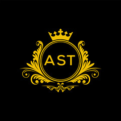 Initial AST Letter Linked Logo for business and company identity. Modern AST Letter Logo Vector Template with modern trendy golden logo.
