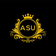 Initial ASU Letter Linked Logo for business and company identity. Modern ASU Letter Logo Vector Template with modern trendy golden logo.
