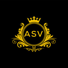 Initial ASV Letter Linked Logo for business and company identity. Modern ASV Letter Logo Vector Template with modern trendy golden logo.
