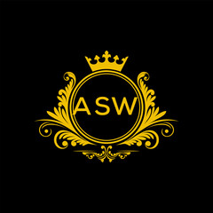 Initial ASW Letter Linked Logo for business and company identity. Modern ASW Letter Logo Vector Template with modern trendy golden logo.
