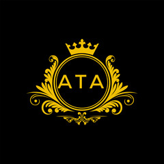 Initial ATA Letter Linked Logo for business and company identity. Modern ATA Letter Logo Vector Template with modern trendy golden logo.
