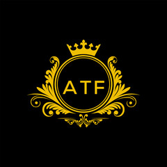 Initial ATF Letter Linked Logo for business and company identity. Modern ATF Letter Logo Vector Template with modern trendy golden logo.
