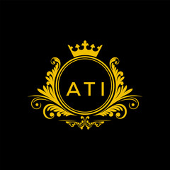 Initial ATI Letter Linked Logo for business and company identity. Modern ATI Letter Logo Vector Template with modern trendy golden logo.
