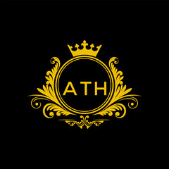Initial ATH Letter Linked Logo for business and company identity. Modern ATH Letter Logo Vector Template with modern trendy golden logo.
