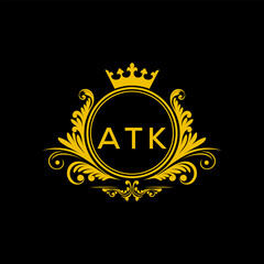 Initial ATK Letter Linked Logo for business and company identity. Modern ATK Letter Logo Vector Template with modern trendy golden logo.
