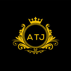 Initial ATJ Letter Linked Logo for business and company identity. Modern ATJ Letter Logo Vector Template with modern trendy golden logo.

