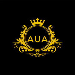 Initial AUA Letter Linked Logo for business and company identity. Modern AUA Letter Logo Vector Template with modern trendy golden logo.
