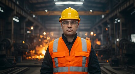 Steelworker Portrait A Focused Industrial Worker in a Manufacturing Plant