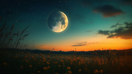full moon over the forest