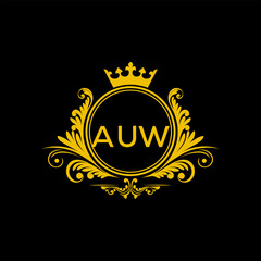 Initial AUW Letter Linked Logo for business and company identity. Modern AUW Letter Logo Vector Template with modern trendy golden logo.
