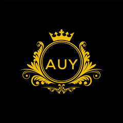 Initial AUY Letter Linked Logo for business and company identity. Modern AUY Letter Logo Vector Template with modern trendy golden logo.
