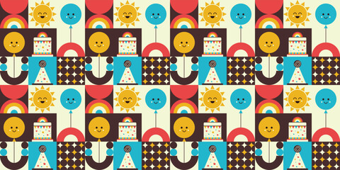 Joyful birthday celebration pattern design.