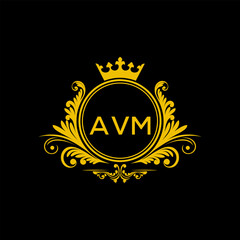 Initial AVM Letter Linked Logo for business and company identity. Modern AVM Letter Logo Vector Template with modern trendy golden logo.
