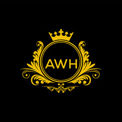 Initial AWH Letter Linked Logo for business and company identity. Modern AWH Letter Logo Vector Template with modern trendy golden logo.
