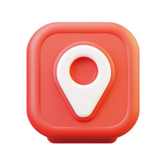 3d render of location pin icon with transparent background