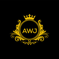 Initial AWJ Letter Linked Logo for business and company identity. Modern AWJ Letter Logo Vector Template with modern trendy golden logo.
