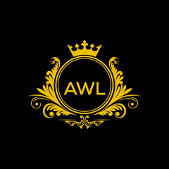 Initial AWL Letter Linked Logo for business and company identity. Modern AWL Letter Logo Vector Template with modern trendy golden logo.
