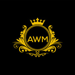 Initial AWM Letter Linked Logo for business and company identity. Modern AWM Letter Logo Vector Template with modern trendy golden logo.
