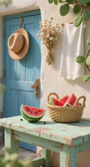 slices of watermelon on the table