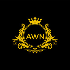 Initial AWN Letter Linked Logo for business and company identity. Modern AWN Letter Logo Vector Template with modern trendy golden logo.
