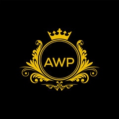 Initial AWP Letter Linked Logo for business and company identity. Modern AWP Letter Logo Vector Template with modern trendy golden logo.
