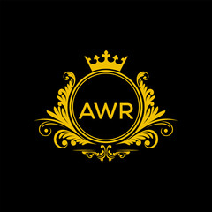 Initial AWR Letter Linked Logo for business and company identity. Modern AWR Letter Logo Vector Template with modern trendy golden logo.

