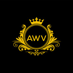 Initial AWV Letter Linked Logo for business and company identity. Modern AWV Letter Logo Vector Template with modern trendy golden logo.
