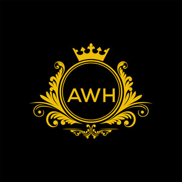 Initial AWH Letter Linked Logo for business and company identity. Modern AWH Letter Logo Vector Template with modern trendy golden logo.
