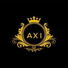 Initial AXI Letter Linked Logo for business and company identity. Modern AXI Letter Logo Vector Template with modern trendy golden logo.
