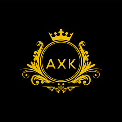 Initial AXK Letter Linked Logo for business and company identity. Modern AXK Letter Logo Vector Template with modern trendy golden logo.
