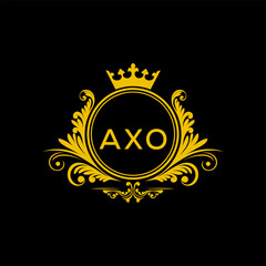 Initial AXO Letter Linked Logo for business and company identity. Modern AXO Letter Logo Vector Template with modern trendy golden logo.
