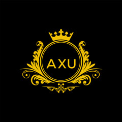 Initial AXU Letter Linked Logo for business and company identity. Modern AXU Letter Logo Vector Template with modern trendy golden logo.

