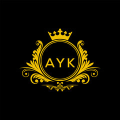 Initial AYK Letter Linked Logo for business and company identity. Modern AYK Letter Logo Vector Template with modern trendy golden logo.
