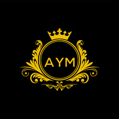 Initial AYM Letter Linked Logo for business and company identity. Modern AYM Letter Logo Vector Template with modern trendy golden logo.
