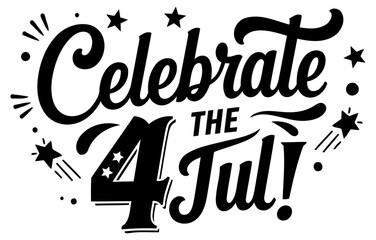 Fototapeta premium Celebrate 4th of July patriotic graphic design in a vintage style. Typography design with celebratory elements. showcasing American holiday spirit.