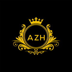 Initial AZH Letter Linked Logo for business and company identity. Modern AZH Letter Logo Vector Template with modern trendy golden logo.
