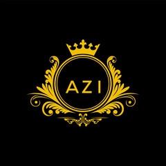 Initial AZI Letter Linked Logo for business and company identity. Modern AZI Letter Logo Vector Template with modern trendy golden logo.
