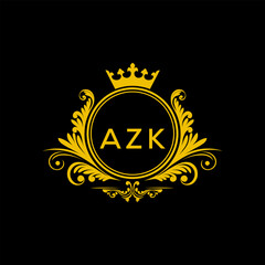 Initial AZK Letter Linked Logo for business and company identity. Modern AZK Letter Logo Vector Template with modern trendy golden logo.
