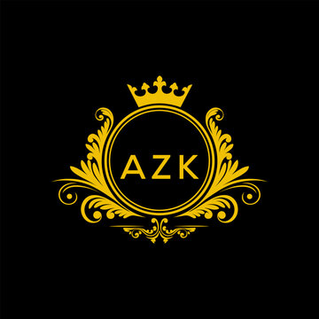 Initial AZK Letter Linked Logo for business and company identity. Modern AZK Letter Logo Vector Template with modern trendy golden logo.
