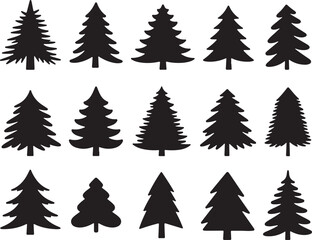 Christmas trees set silhouette vector. Christmas tree icon set vector illustration