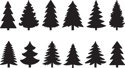 Obraz premium Christmas trees set silhouette vector. Christmas tree icon set vector illustration