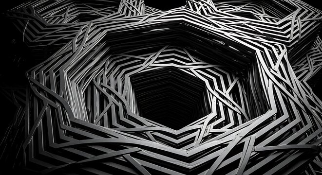 Abstract Metal Structure with Hexagonal Tunnel