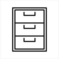 drawer with lock Icon Symbol isolated white background. vector illustration. color editable.