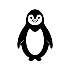 Smiling Chubby Penguin Vector Art Flat Style