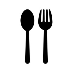 Spoon and Fork Kitchen Utensil Vector Icon Simple