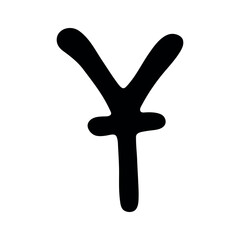 Hand drawn chinese yuan currency symbol. Brush stroke doodle. Single element for design