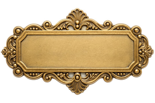 Elegant gold plaque ready for engraving and customization isolated with transparent background