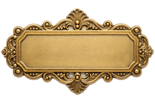 Elegant gold plaque ready for engraving and customization isolated with transparent background