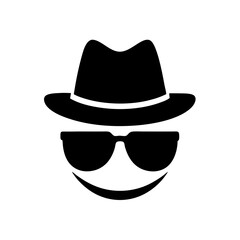 Stylish Spy Sunglasses and Fedora Hat Icon Minimal